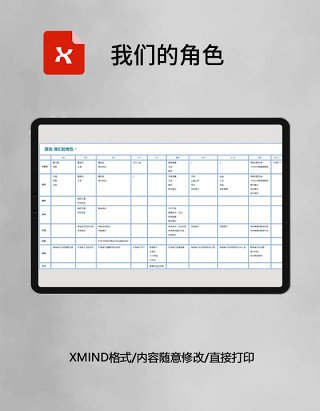 思维导图我们的角色XMind模板