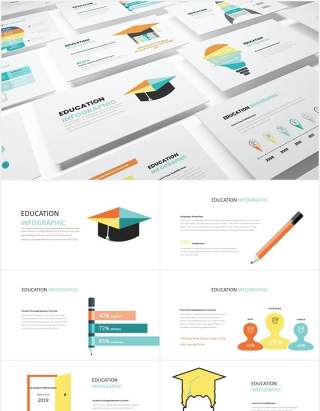 教育博士帽信息图表PPT素材Education Infographic Powerpoint Template