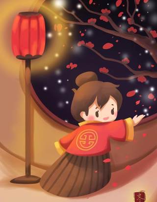 中国传统文化二十四节气冬至插画海报背景配图PSD竖版素材44