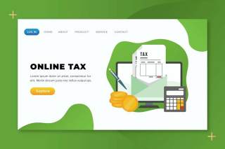 在线税务xd psd ai矢量登录页UI界面插画设计online tax xd psd ai vector landing page