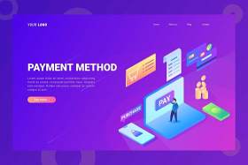 付款方式登录页UI界面AI插画设计模板Payment Method - Landing Page