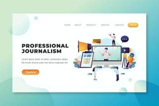 专业新闻psd和ai矢量登陆页UI界面插画设计professional journalism psd and ai vector landing page