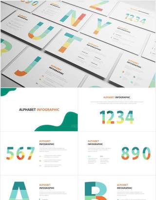 字母拼图信息图表PPT素材Alphabet Infographic Powerpoint Template