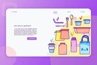 零浪费登录页UI界面AI插画设计模板Zero Waste - Landing Page