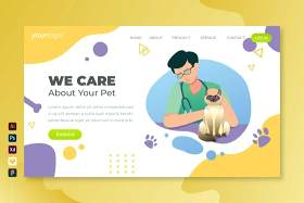 我们关心您的宠物矢量插画登录页UI界面AI设计we care your pet vector landing page