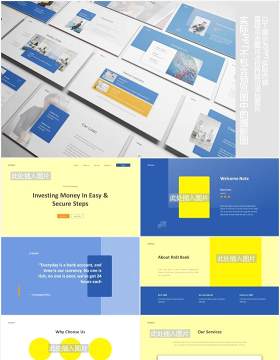 银行工作报告PPT图片排版素材Bank Powerpoint Template