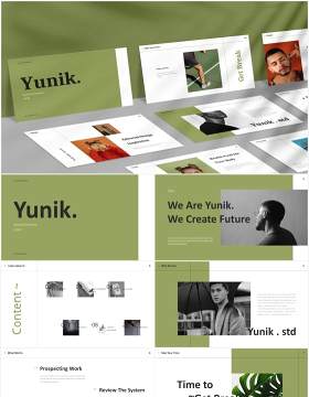 时尚简约图片排版设计摄影集展示PPT模板Yunik - Creative Powerpoint Template