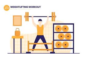 举重训练健身房平面矢量图AI人物插画设计素材Weightlifting Workout Gym Flat Vector Illustration
