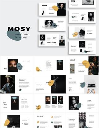 简约个人作品集图文展示简历报告PPT模板MOSY - Powerpoint Template