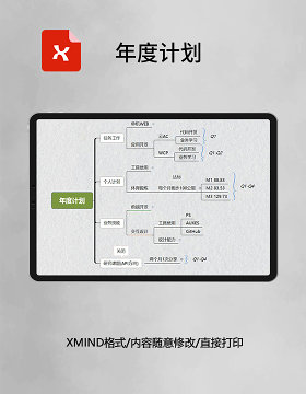 思维导图简约年度计划XMind模板