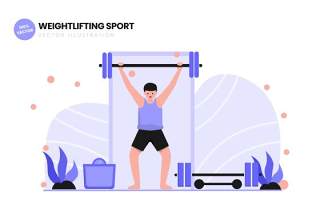 举重运动平面矢量图AI人物插画设计素材Weightlifting Sport Flat Vector Illustration