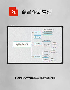 思维导图简洁商品企划管理XMind模板