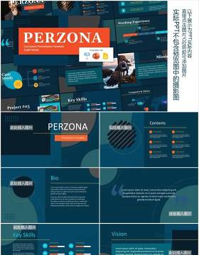 深色公司宣传个人简历介绍图片排版设计PPT模板PERZONA (DARK) - Curriculum Vitae Presentation