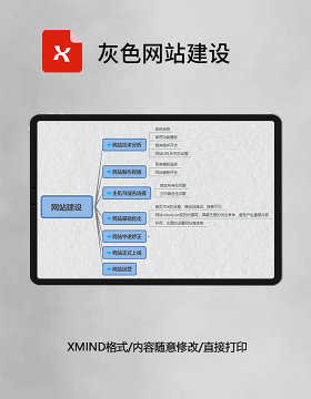 思维导图简洁灰色网站建设XMind模板