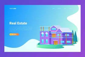 房地产登录页UI界面AI插画设计模板Real Estate- Landing Page