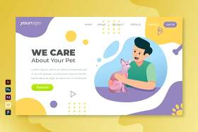 我们关心您的宠物矢量插画登录页UI界面AI设计we care your pet vector landing page V4