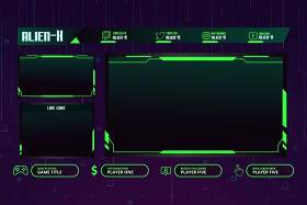 游戏覆盖UI界面PSD设计模板alienx twitch overlay template