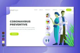 冠状病毒预防载体登录页UI界面PSD设计模板coronavirus preventive vector landing page