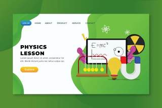 物理课xd psd ai矢量登录页UI界面插画设计physics lesson xd psd ai vector landing page