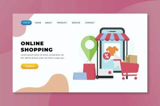 网购xd psd ai矢量登陆页面UI界面插画设计online shopping xd psd ai vector landing page