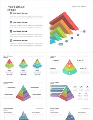 金字塔三角关系图阶梯可视化图表集PPT模板