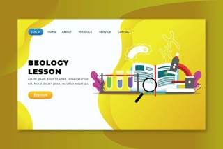 生物课xd psd ai登录页UI界面矢量插画设计biology lesson xd psd ai landing page