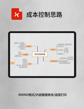 思维导图简洁成本控制思路XMind模板