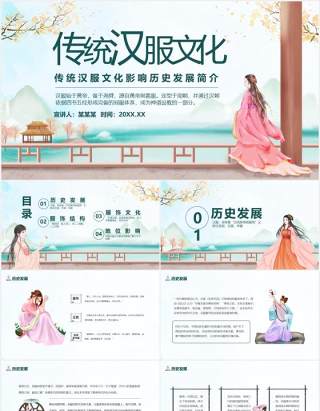 传统汉服文化影响历史发展简介动态PPT模板