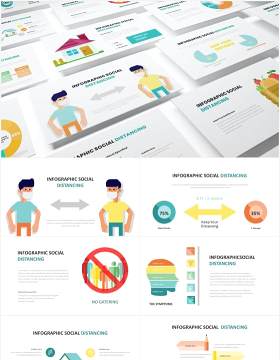 防疫社交距离信息图表PPT素材Social Distancing Infographic Powerpoint