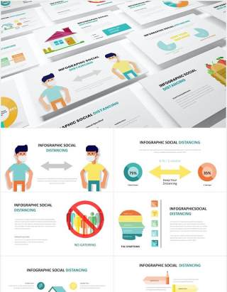 防疫社交距离信息图表PPT素材Social Distancing Infographic Powerpoint