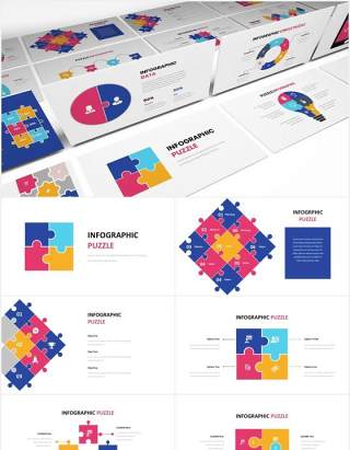 拼图信息图表PPT素材Puzzle Infographic Powerpoint Template