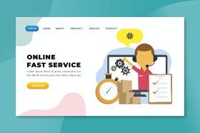 在线快速服务xd psd ai登录页UI界面插画设计online fast service xd psd ai landing page