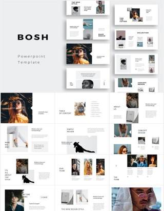 摄影作品图文展示个人简历PPT模板BOSH - Powerpoint Template