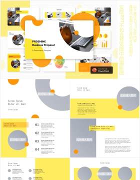 黄色商务商业计划书图片排版设计PPT模板PROSHINE - Business PowerPoint Template