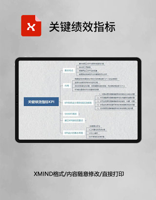 思维导图简洁关键绩效指标XMind模板