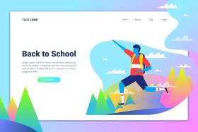 返回学校登录页UI界面AI设计模板Back to School - Landing Page