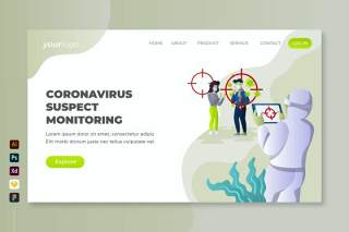 冠状病毒疑似监控登录页UI界面PSD设计模板coronavirus suspect monitoring landing page