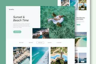 海滩度假网站UI界面设计PSD模板beach vacations website