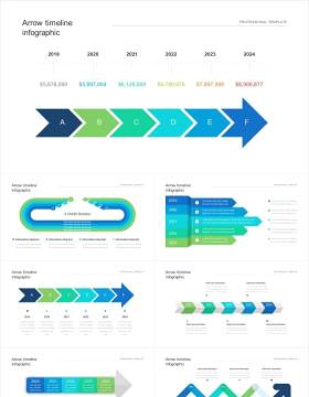 时间线发展时间轴箭头流程图可视化信息图表PPT模板