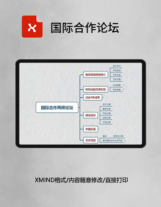 思维导图简洁国际合作论坛XMind模板