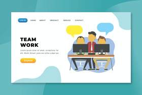 团队工作psd xd ai矢量登录页UI界面插画设计team work psd xd ai vector landing page