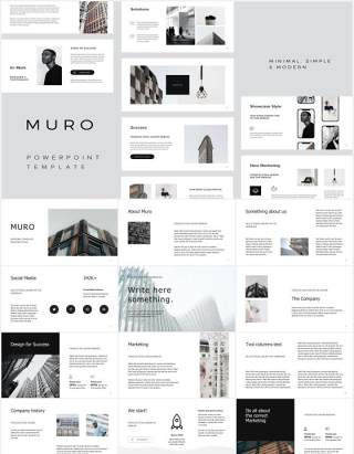 简洁图片排版设计PPT模板MURO - Powerpoint Minimal Template