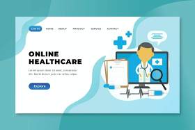 在线医疗xd psd ai矢量登录页UI界面插画设计online healthcare xd psd ai vector landing page