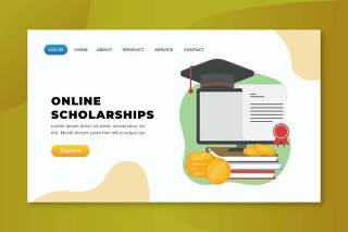 在线奖学金xd psd ai登录页UI界面插画设计online scholarships xd psd ai landing page