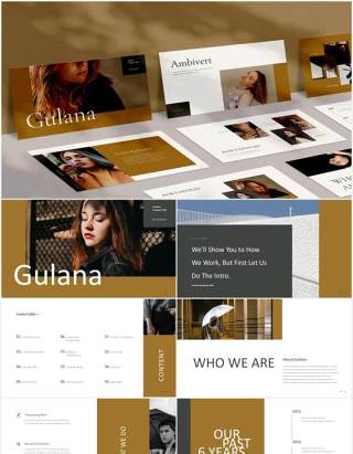 时尚简约图片排版设计摄影集展示PPT模板Gulana Powerpoint