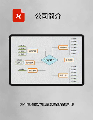 思维导图简洁公司简介XMind模板