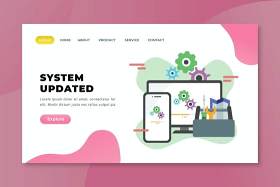 系统更新psd xd ai矢量登陆页面UI界面插画设计system updated psd xd ai vector landing page