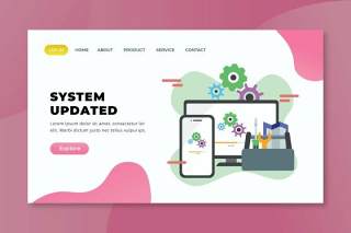 系统更新psd xd ai矢量登陆页面UI界面插画设计system updated psd xd ai vector landing page