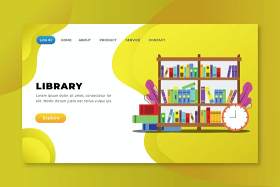 图书馆xd psd ai矢量登录页UI界面插画设计library xd psd ai vector landing page