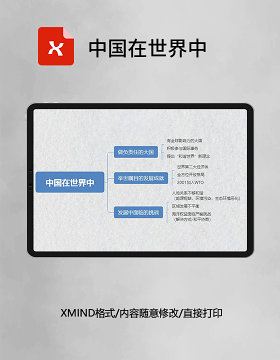 思维导图简洁中国在世界中XMind模板